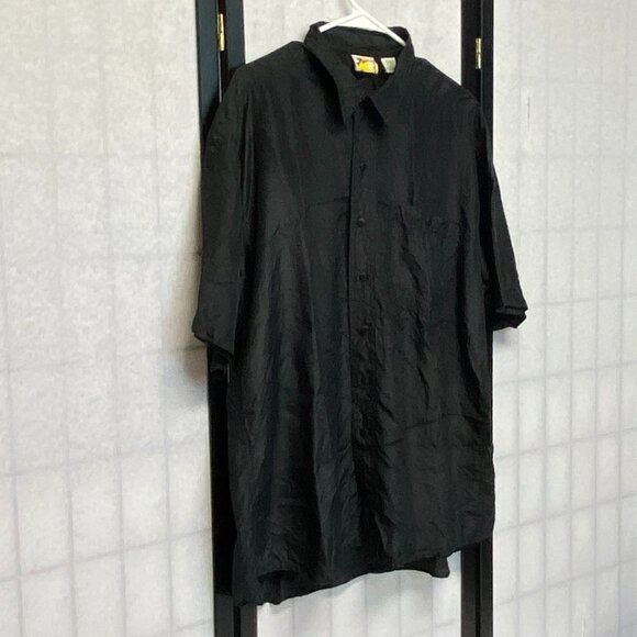 Creative Edge Vintage Short Sleeve Washable Silk Button Front Collared Shirt L - Picture 3 of 12